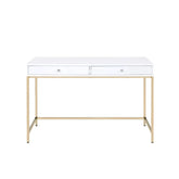 Ottey White High Gloss & Gold Desk Model 92540 By ACME Furniture